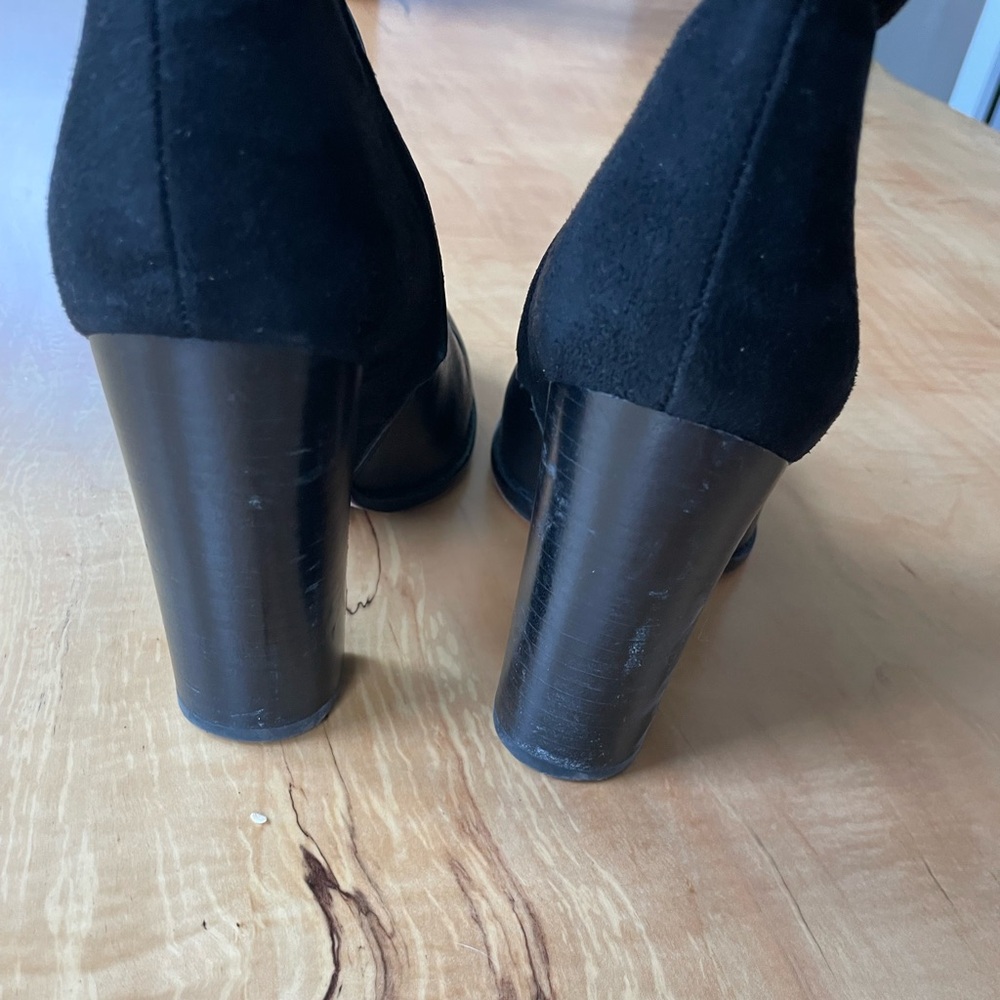 Sam Edelman Reyes Black Two Toned Leather and Suede Heeled Ankle Boots - Picture 6 of 10